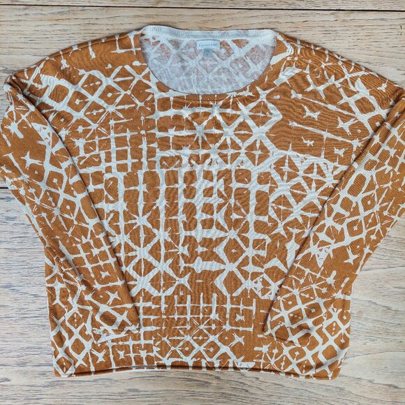 Garnet Hill silk cotton relaxed fit lightweight sweater knit top abstract Medium - Picture 1 of 13